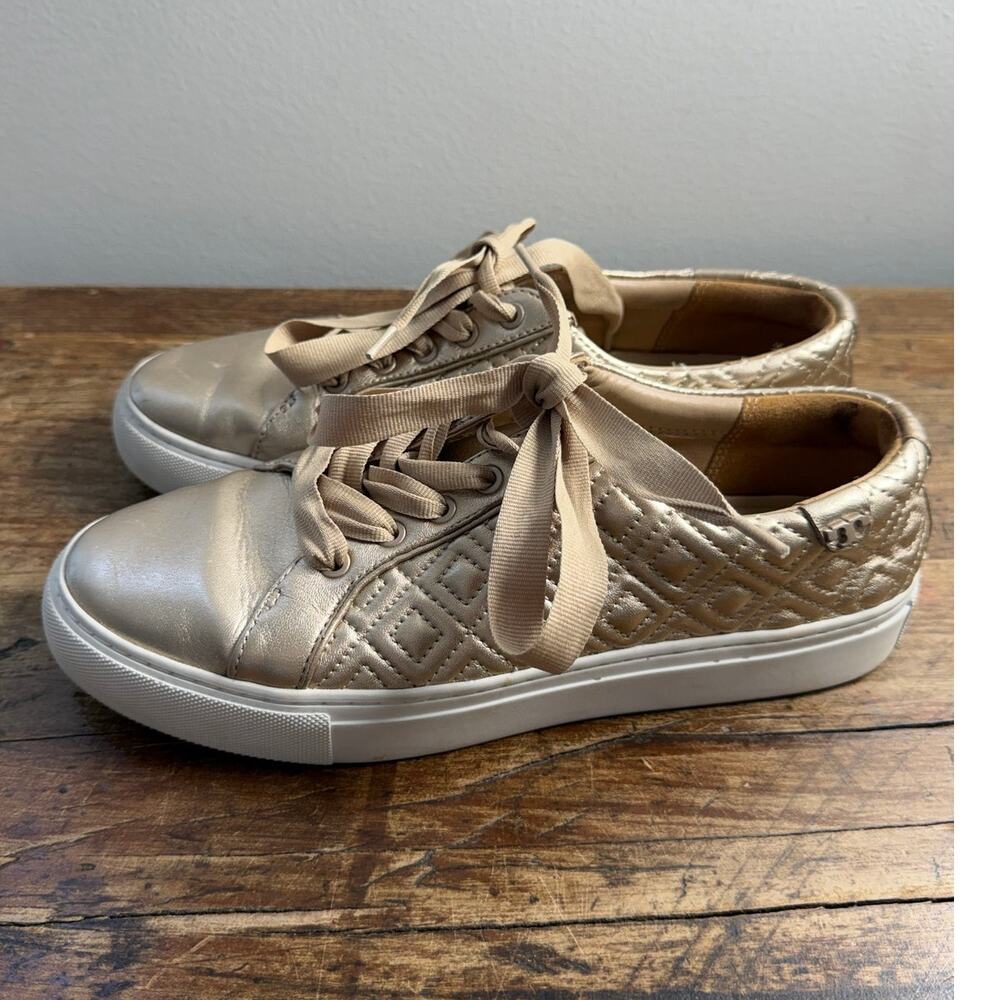 Tory Burch Marion Quilted Metalic Leather Sneakers size 8.5